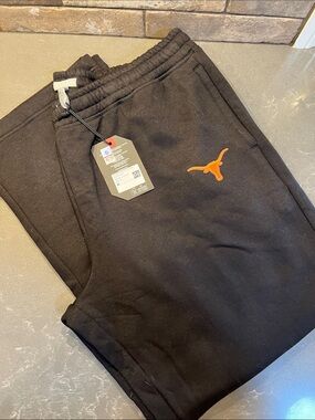 Antigua Black Sweatpants with Orange Longhorn Logo